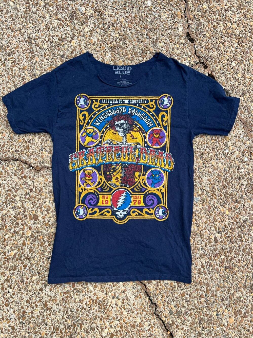 Grateful Dead Closing Of Winterland 1978 Blue T shirt S Liquid Blue Spencer 1999